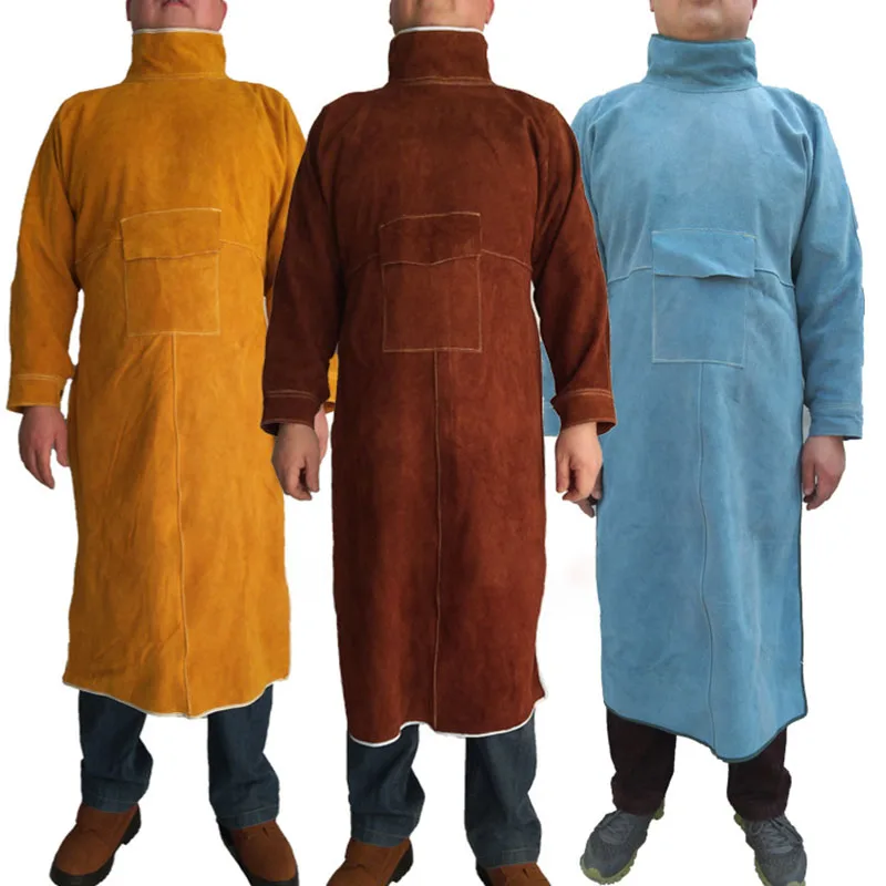 

Фартук сварочный из воловьей кожи, фартук для сварки с защитой от ожогов, высокотемпературный фартук для кузнеца, защитная одежда для сварщ...