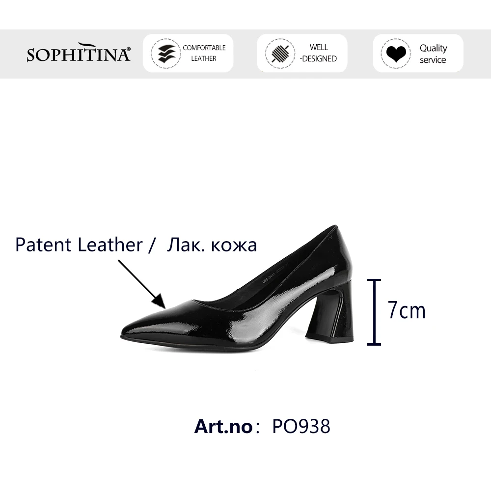 

SOPHITINA 2021 New Women's Pumps Patent Leather Pointed Toe Special Heel Elegant High Heels Soft Ladies Dress Work Shoes PC938