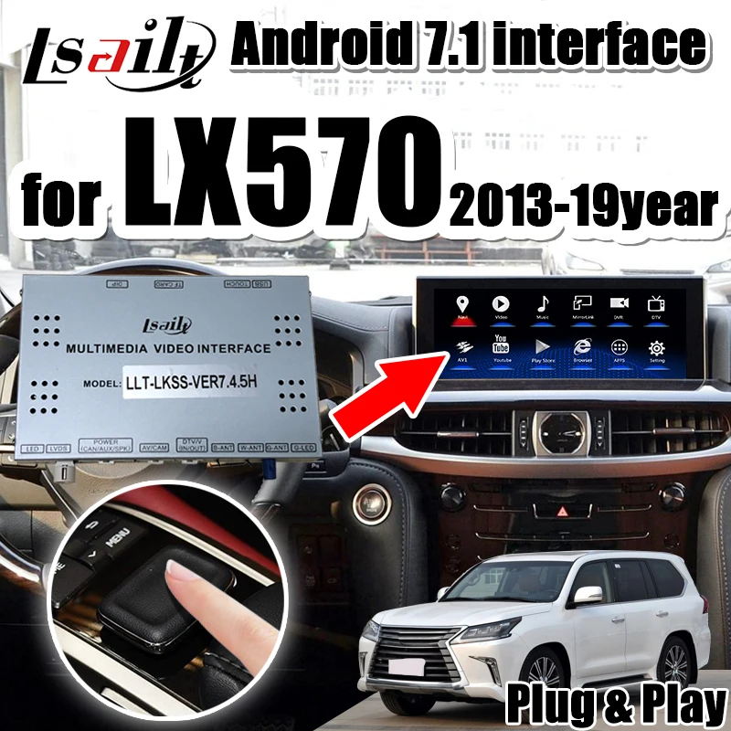 Lsailt Android 7,1 gps навигационная коробка видео интерфейс для Lexus LX570 2013- с Iphone/Android Auto carplay dongle