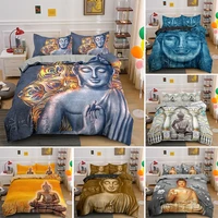 new buddha sitting lord queen king bedding set psychedelic mandala duvet cover with pillowcase 23pcs bed linen bedcloth