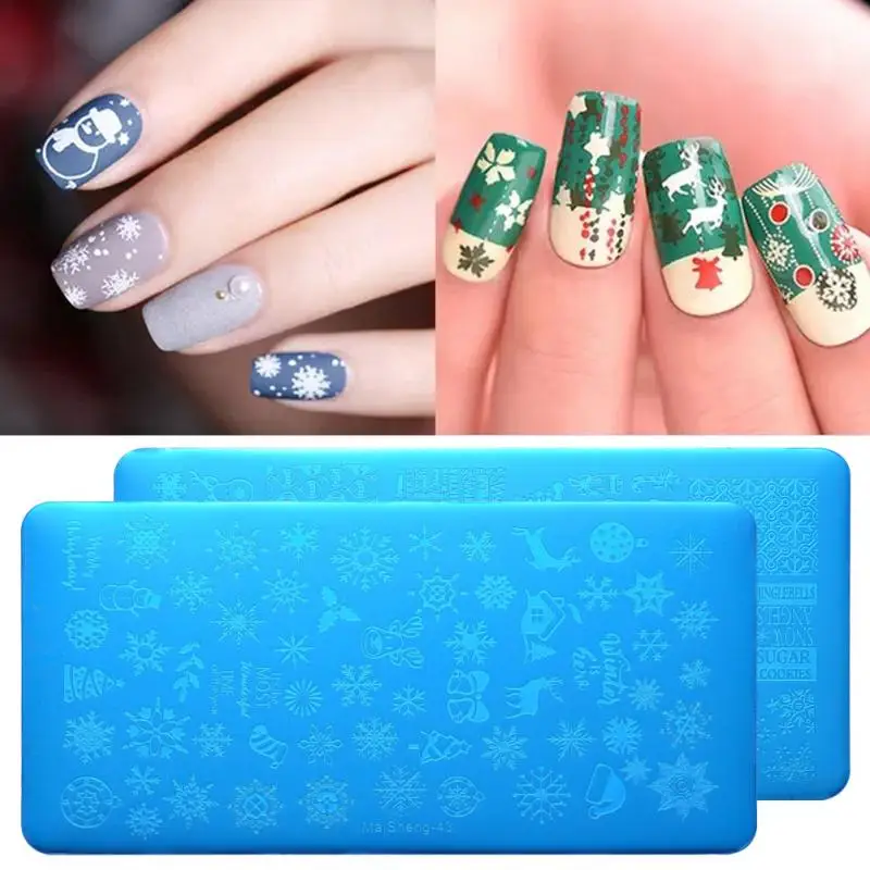 

New Nail Stamping Plates Christmas Pattern Nail Art Plate Stamp Templates Printing Stencil DIY Rectangular Template Nail Tools