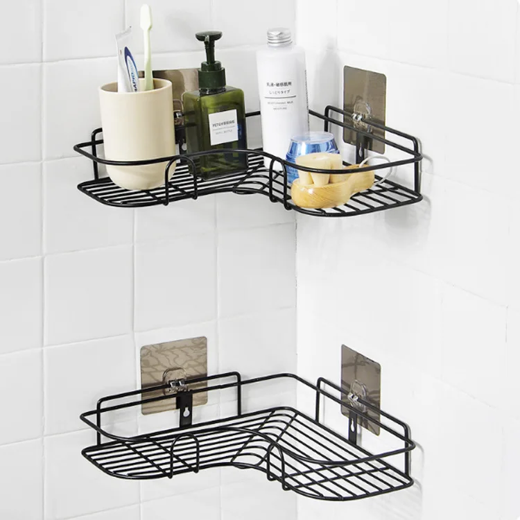 

Bathroom Free-perforation Corner Racks Toilet Wash Racks Toilet Wall Suction Tripods Kitchen Wall-mounted Shelf Organizer