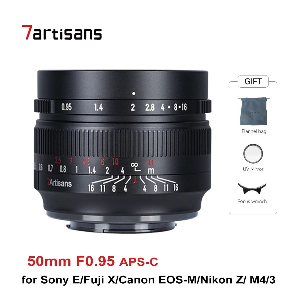 Объектив 7artisans 50 мм F0.95 для камеры ручная работа фиксированный фокус Большая