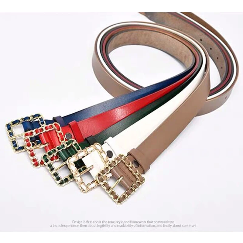 Женский ремень с пряжкой Barry.Wang винтажный кожаный коричневого цвета золотой в