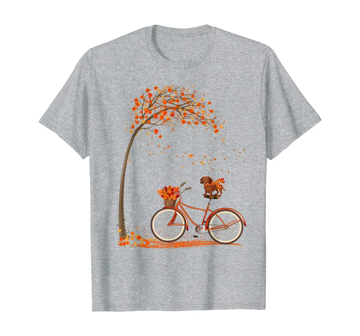 

Dog Leaf Fall Autumn Cycling Funny Dachshund Lover T-Shirt