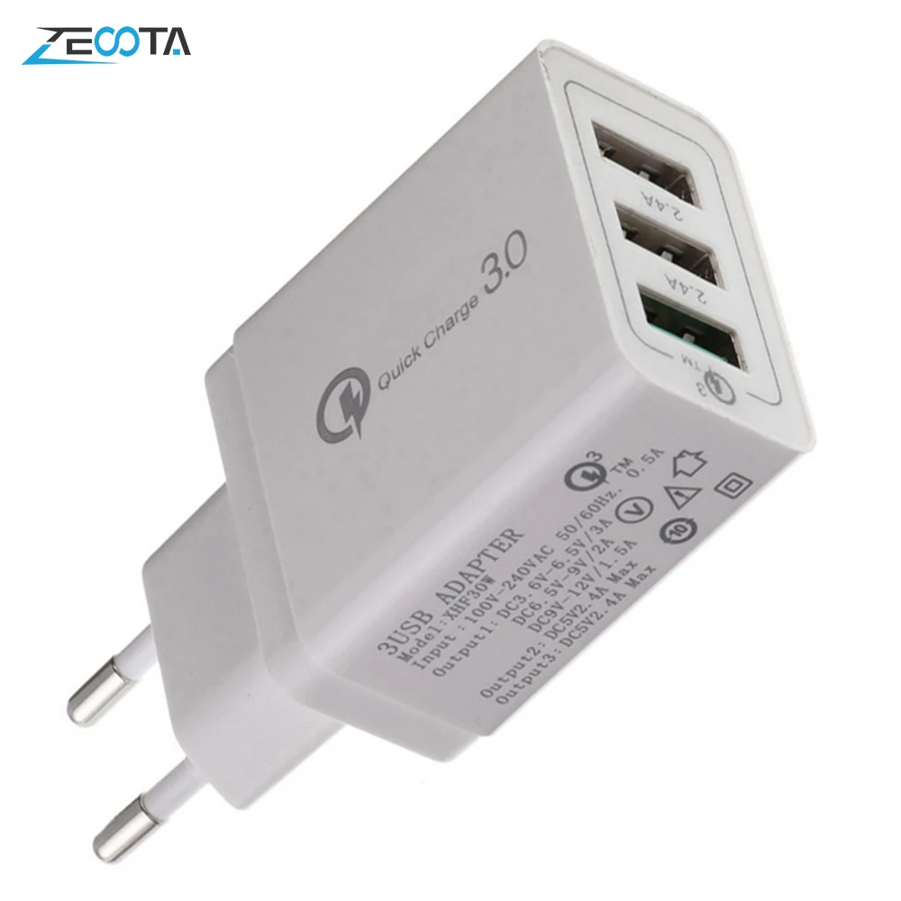 Зарядные устройства для мобильных телефонов настенный usb-адаптер Qualcomm Quick Charge EU Plug переходник для путешествий с быстрой зарядкой для IPhone samsung huawei Xiaomi