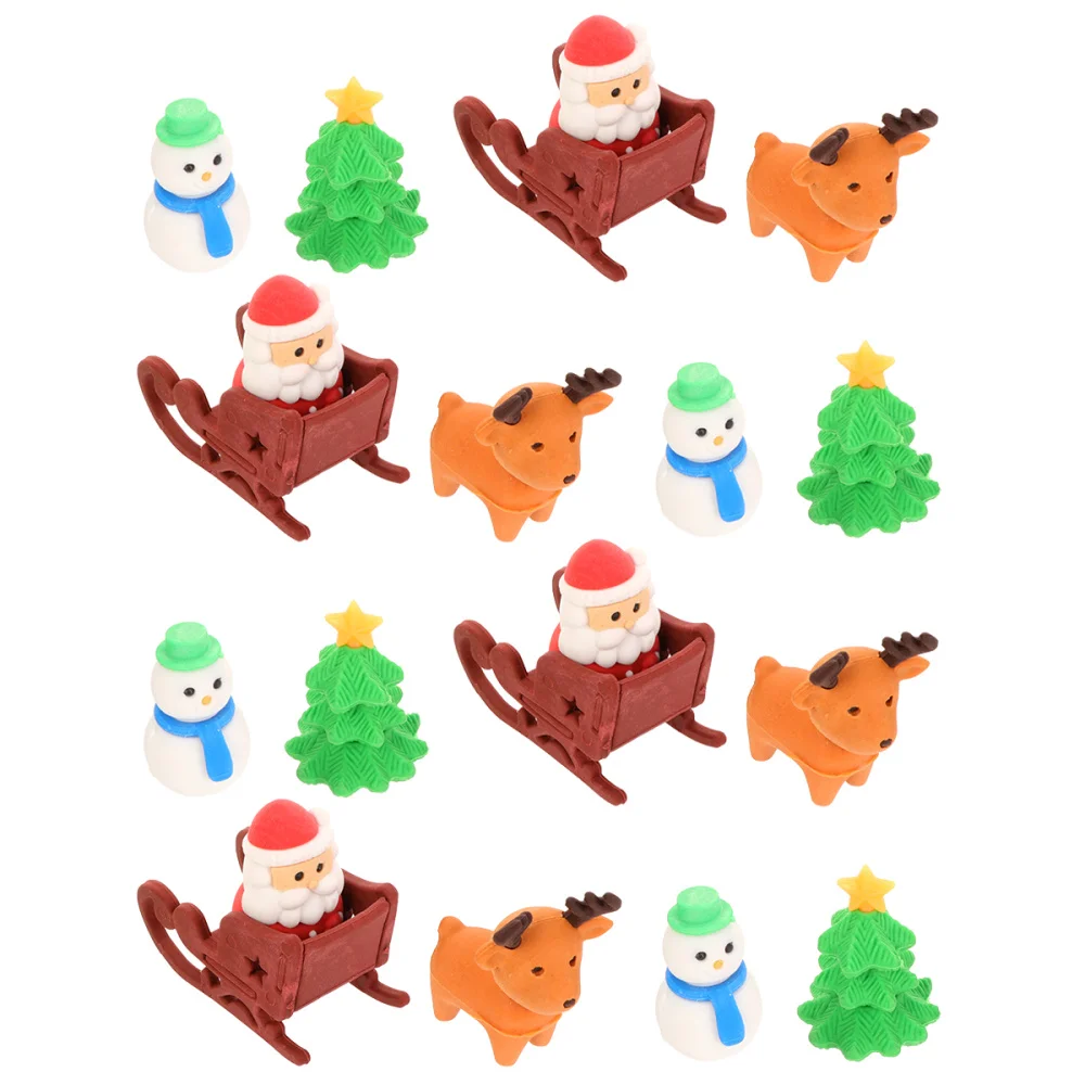 

20Pcs Xmas Cartoon Erasers Reindeer Santa Xmas Rubber Erasers Student Stationery