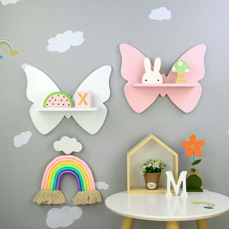 

Полка для хранения предметов в форме бабочки, детская комната, учебная декоративная полка из металла, креативная полка без перфорации