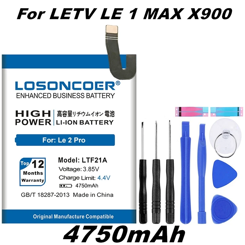 LOSONCOER 4750 мА/ч, LTF21A для Letv LeEco Le 2(pro) le 2S le S3 X528 X621 X527 X625 X626 X20 X25 X620 X520 X522 X525 X526 Батарея