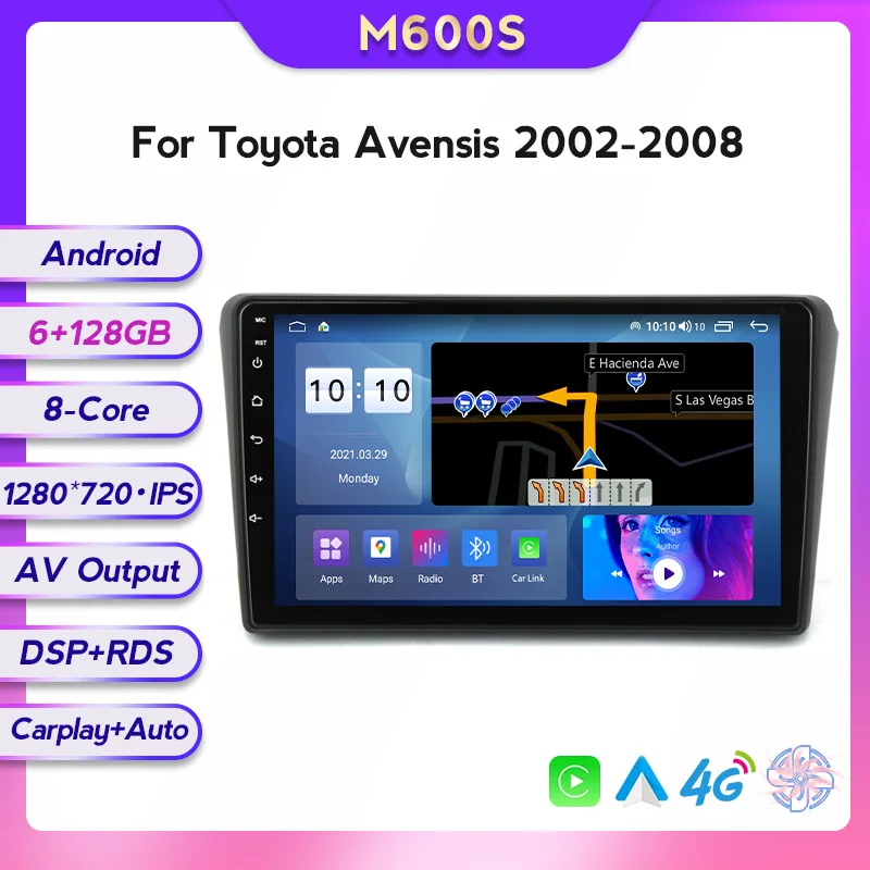

Автомобильный радиоприемник DSP IPS 4G Lte Android 11 6 + 128G для Toyota Avensis T25 2002-2008 Аудио мультимедийный видеоплеер BT
