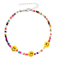 smiley beads anklets for women simple chain colorful rice bead charm ankle bracelet pure handmade boho jewelry gift 2021 new