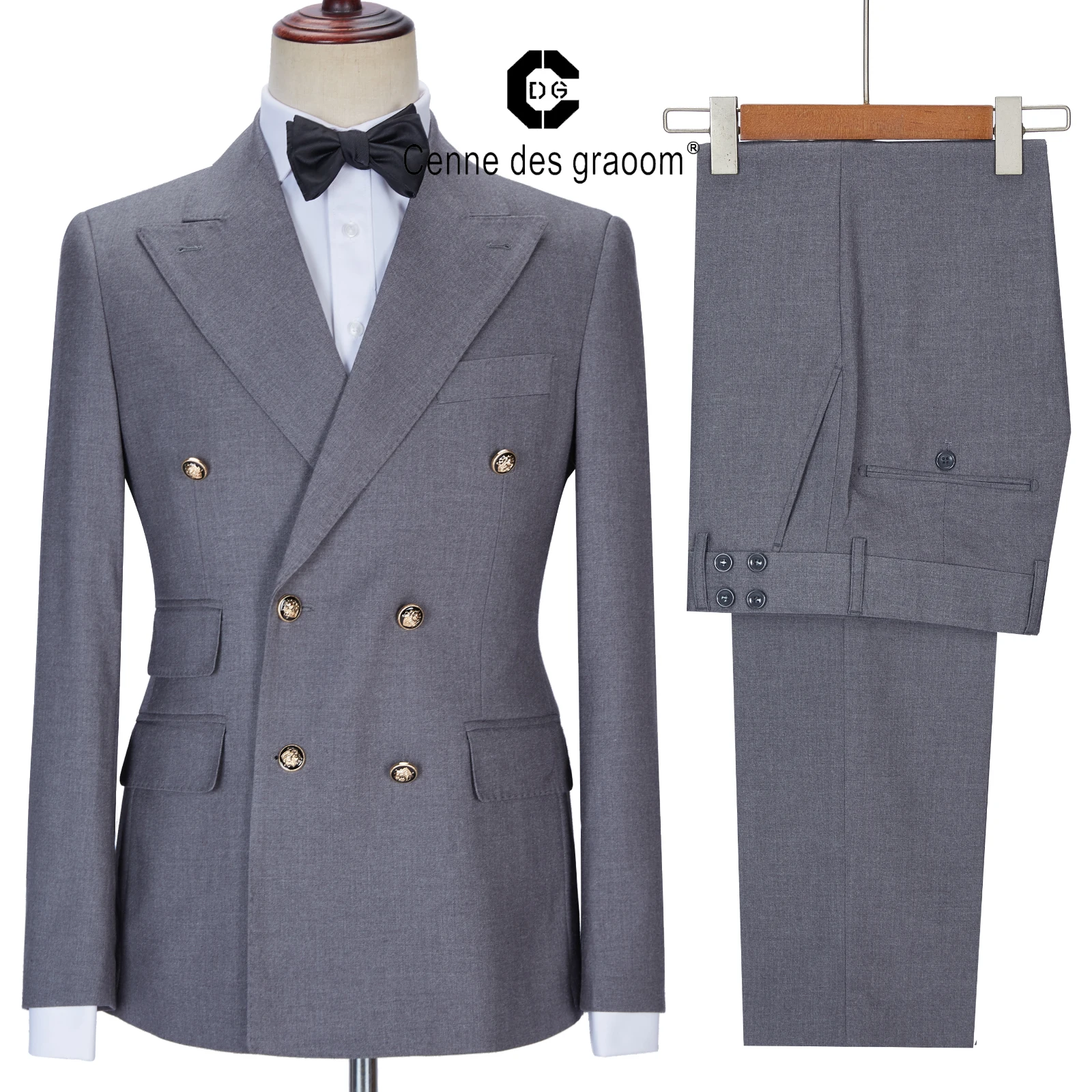 

Cenne Des Graoom New Costume Homme Popular Clothing Men Suits Tailor-Made 2 Pieces Turkey Double Breasted Six Button Wedding
