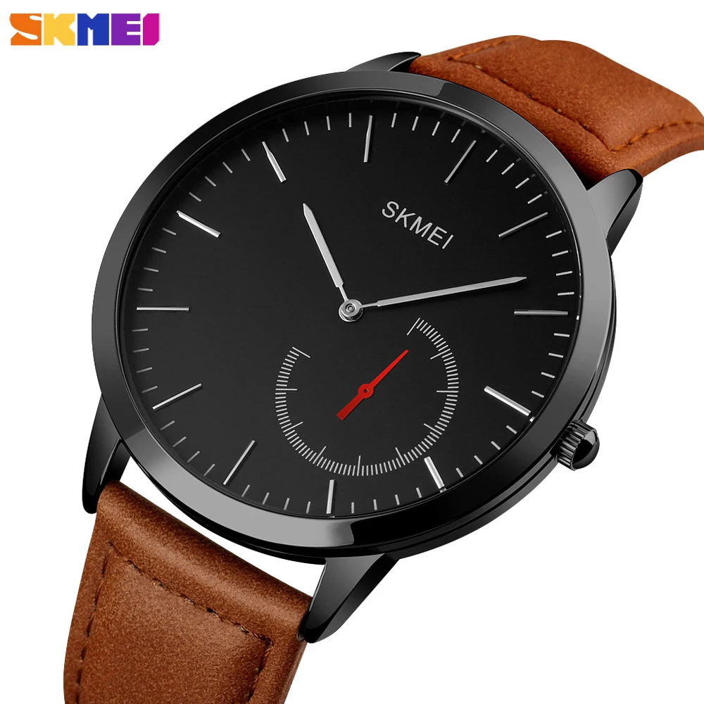 

Часы мужские кварцевые, с кожаным ремешком, тонкие, водонепроницаемые