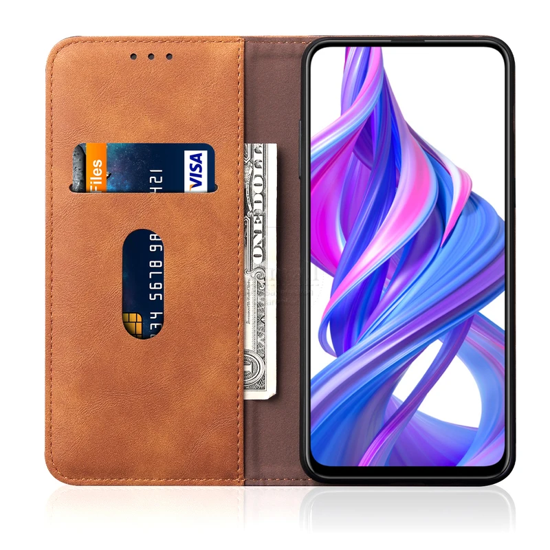 Роскошный тонкий кожаный флип-чехол в стиле ретро для huawei Honor 9X Чехол-кошелек с подставкой для карт Магнитный чехол-книжка для Honor 9X Премиум чехол s