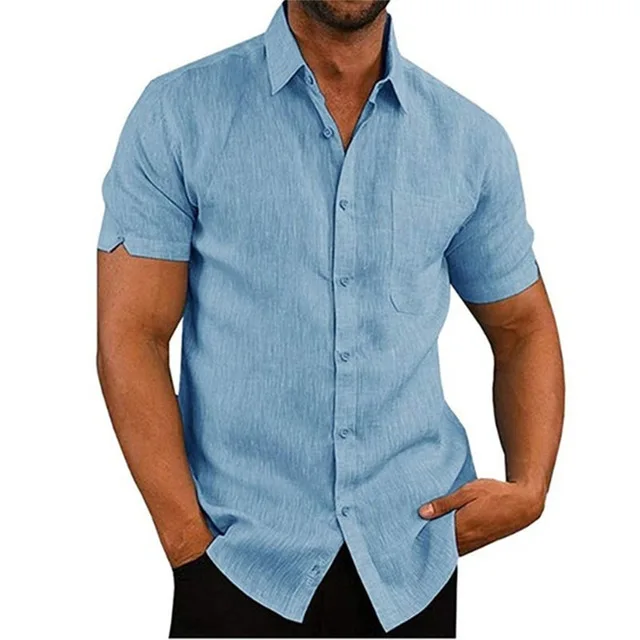

2021 Men's shirt tops short-sleeved men's casual shirts with ordinary collars Summer beach shirts