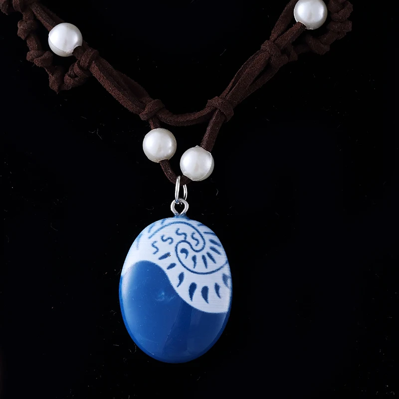 20pcs/lot Fashion Jewelry Movie Charm Moana Ocean Rope Chain Necklaces Blue Stone Pendants Leather Suede Choker Necklace | Украшения и