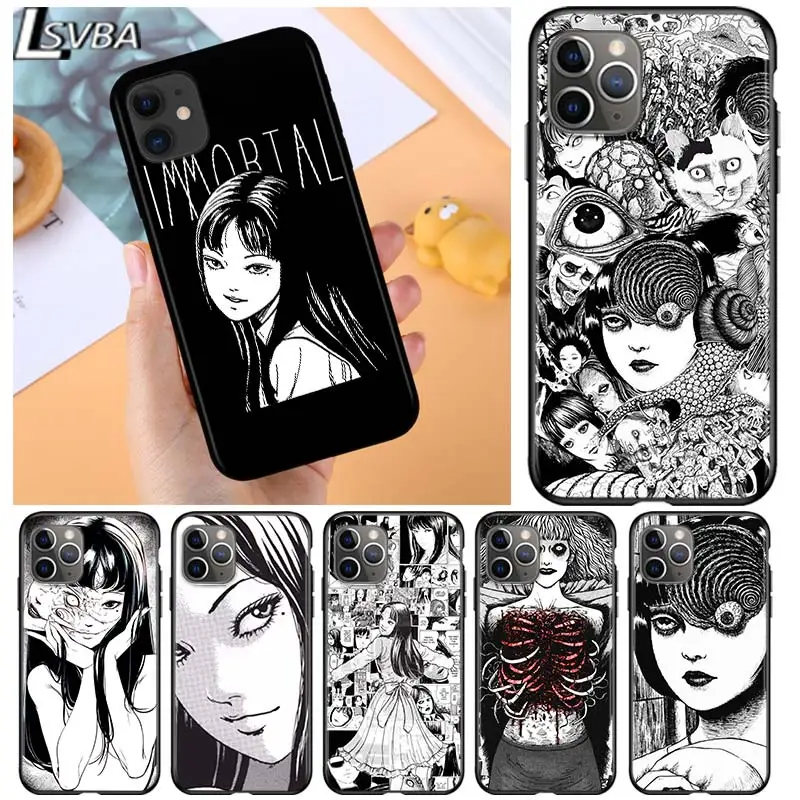 

Junji Ito Tees Horror for Apple iPhone 12 Pro Max Mini 11 Pro XS Max X XR 6S 6 7 8 Plus 5S SE2020 Soft Black Phone Case