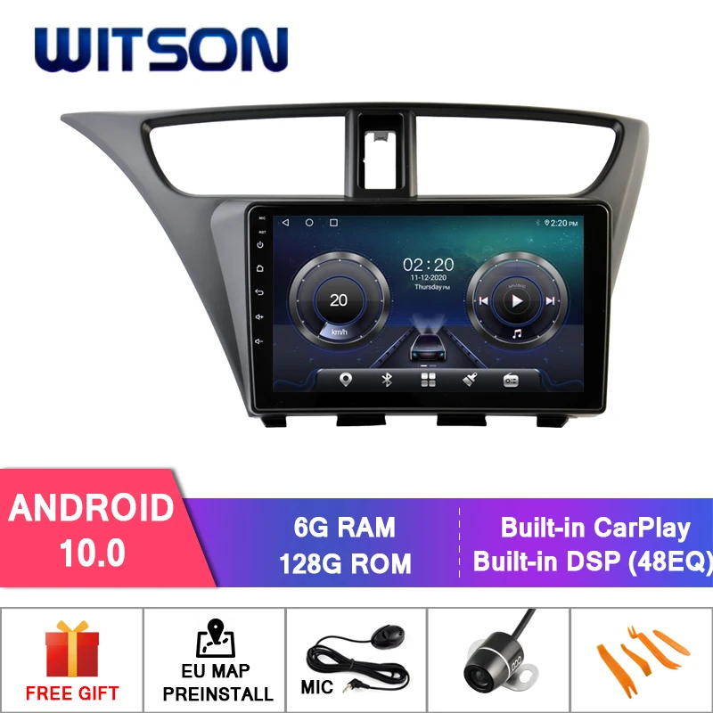 

Автомобильный мультимедийный плеер WITSON, Android 10,0, 6 + 128 ГБ, 9 дюймов, HONDA CIVIC 2012-2017, Южная Америка + беспроводной Carplay + проводной Android авто