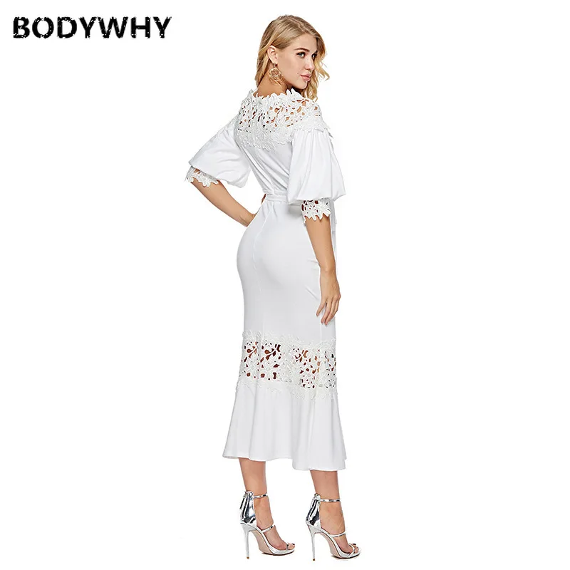 

New High Quality Spot European and American Sexy Dress Shoulder Lace Stitching Autumn Women's Wear Free Shipping