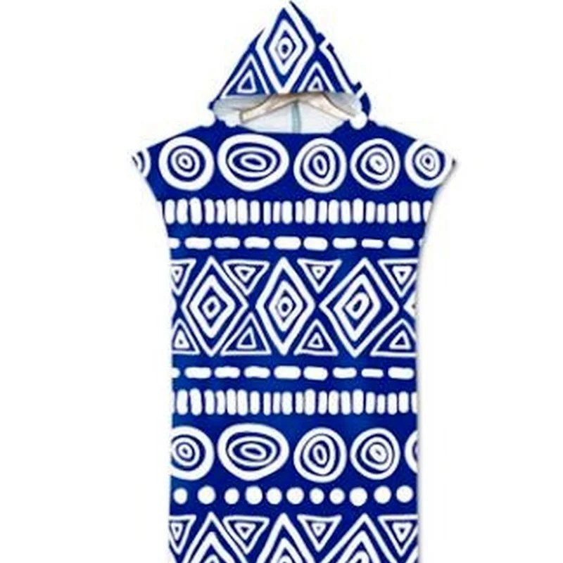 Пляжное полотенце для взрослых пончо с капюшоном быстросохнущее абсорбирующее