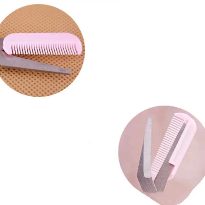 Кисточки для макияжа Розовые ножницы стрижки бровей с расческой Свадебные