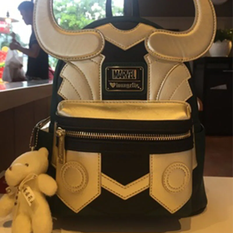 

Free Shipping High Quality Loki Cosplay PU Leather Backpack Tees Student School Shoulder Bag Halloween Cosplay Props