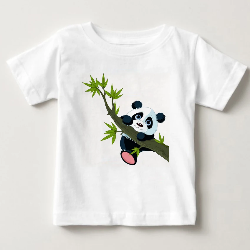 

2018 Selling Fashion Round Collar T Shirt Print Finger Adorable Panda girl T-Shirt Summer Clothes Casual kids T-shirt children