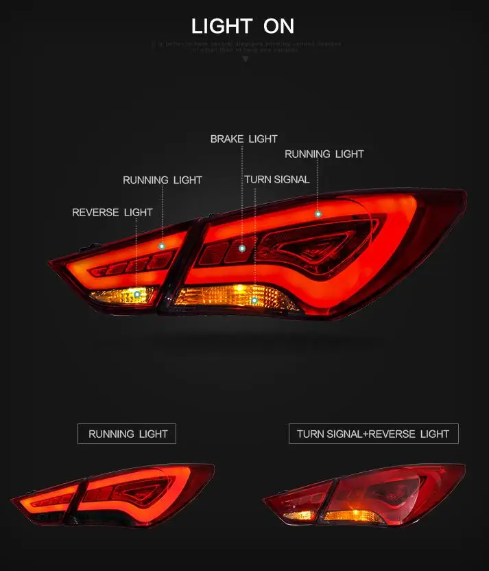 VLAND завод для автомобиля задний фонарь для SONATA СВЕТОДИОДНЫЙ Фонарь 2011 2012 с поворотным сигналом+ стоп-сигнал+ Обратный Свет