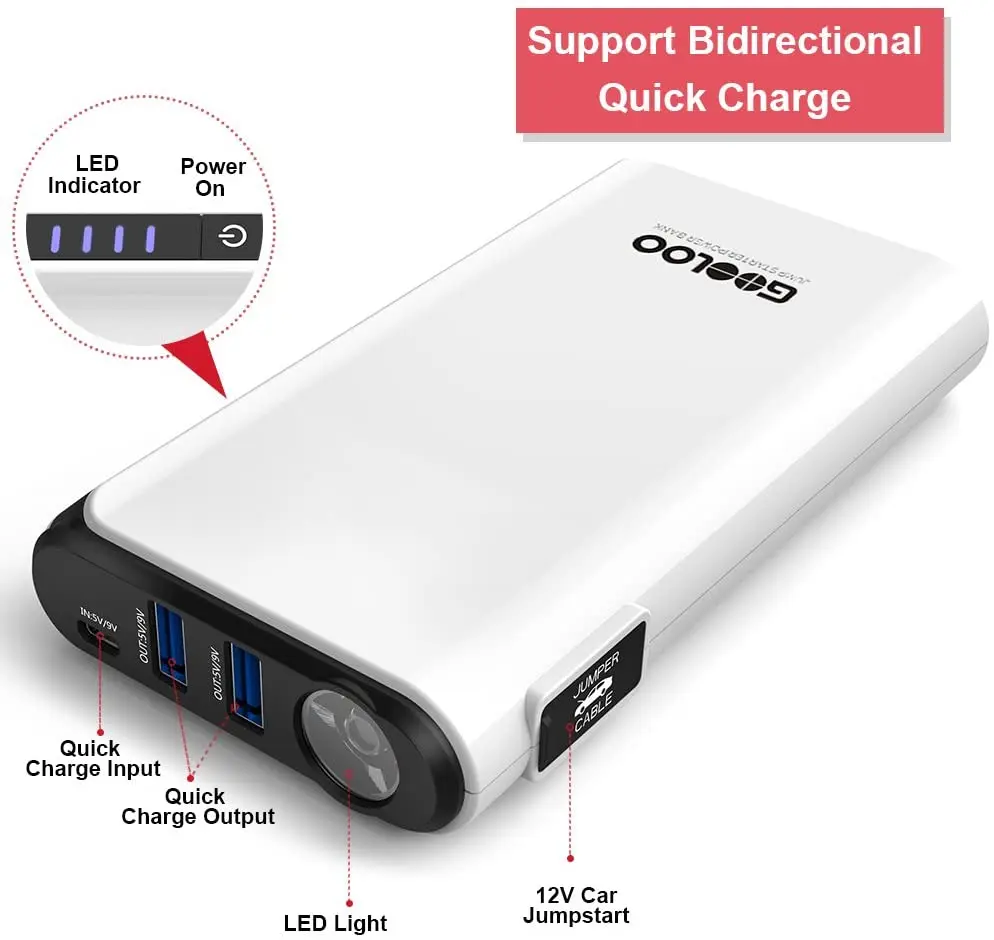 Быстрое зарядное устройство переносной блок питания GOOLOO 500A Peak SuperSafe для