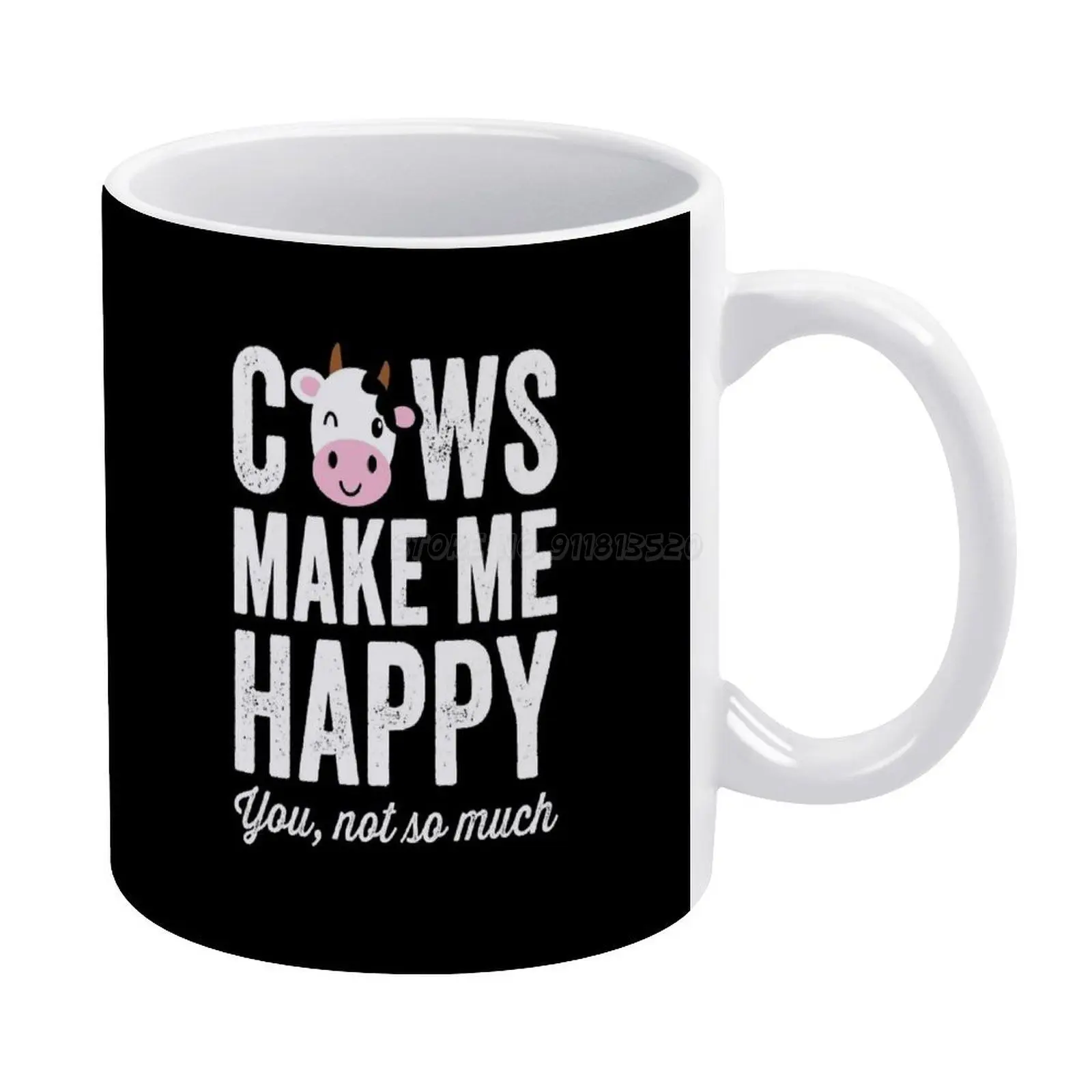 Коров сделают меня счастливым-белая кружка для влюбленных коров новая с принтом