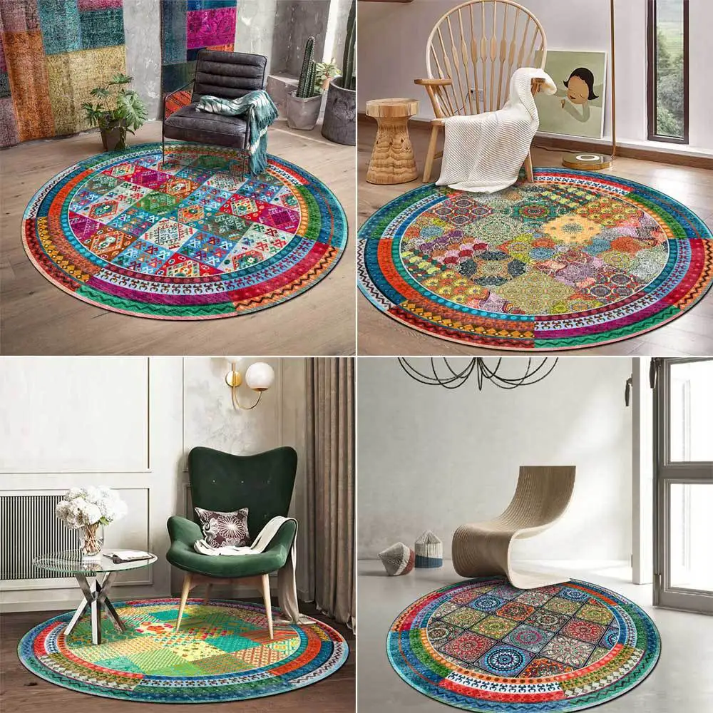 

Nordic Round Carpet Bohemia Ethnic Carpets for Living Room bedroom Area Rugs Modern Mandala Parlor Floor Mat Classic Morocco Rug