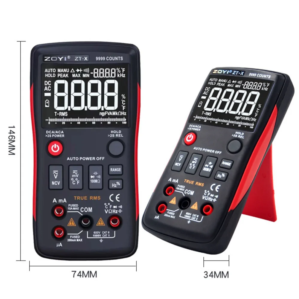 

ZOYI ZT-X Digital Multimeter ac dc voltmeter true rms auto range multimeter with NCV DATA HOLD LCD backlight display
