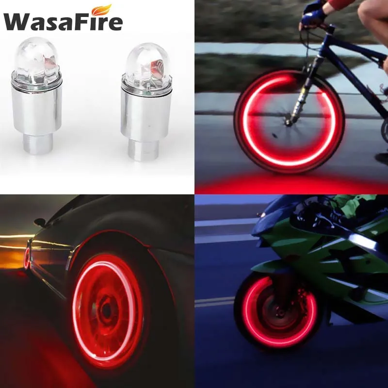 

Mini Bicycle Wheel Spoke Light Neon Tyre Valve Caps Bike Light Night Mountain Road Bike Waterproof Cycling Flash Lamp