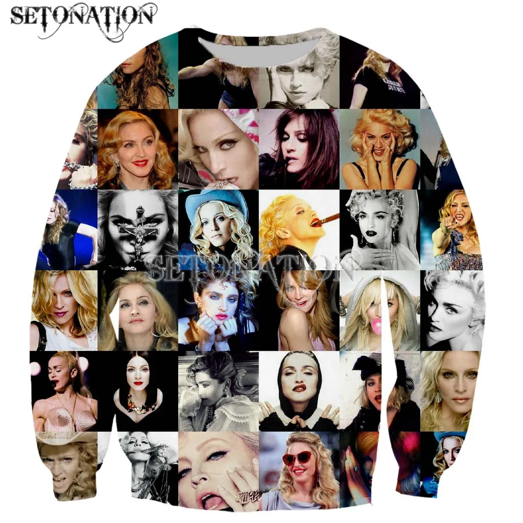 Модные толстовки Madonna с длинным рукавом и 3D принтом на
