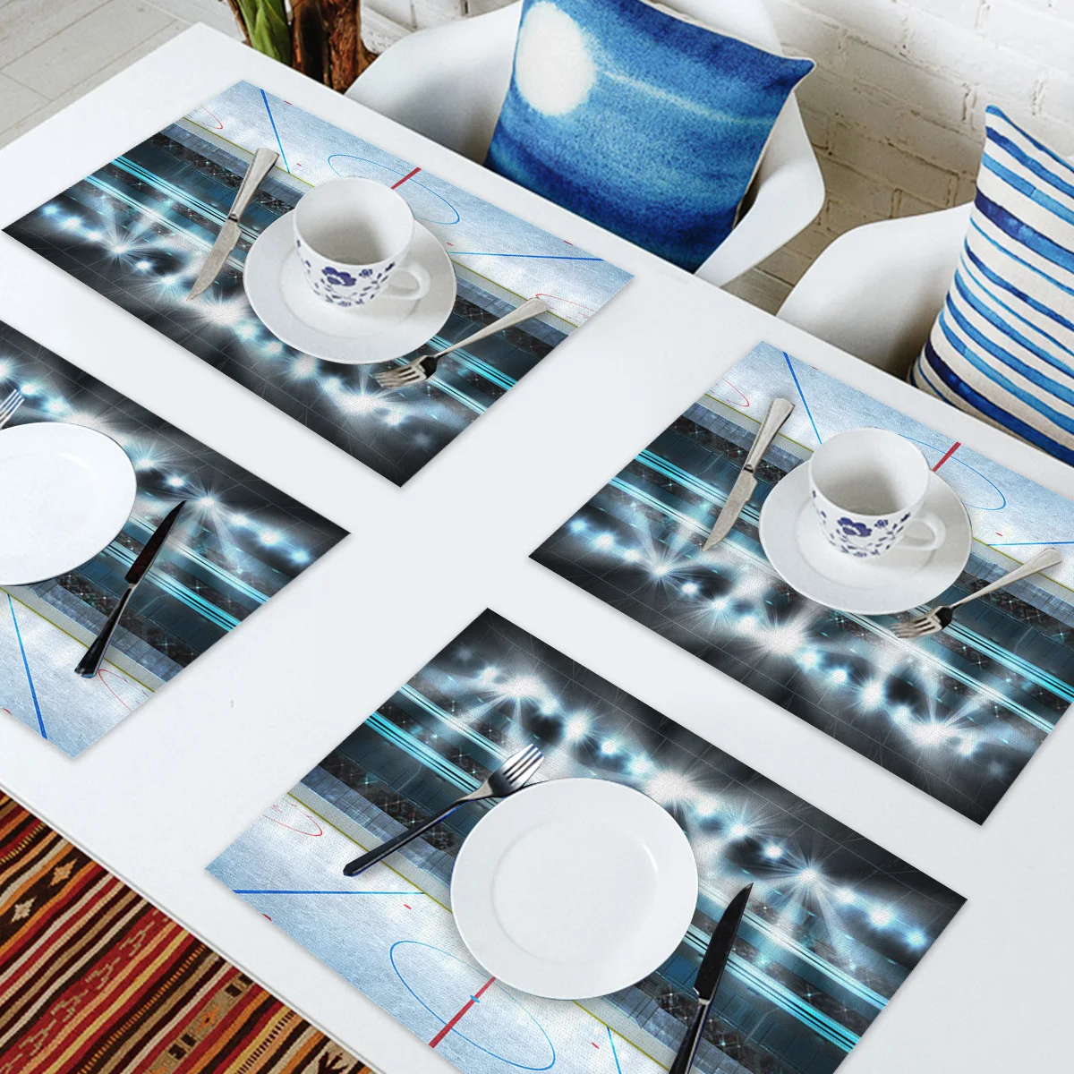 Коврик для стола с узором хоккея и игры в поле кухонный декоративный коврик