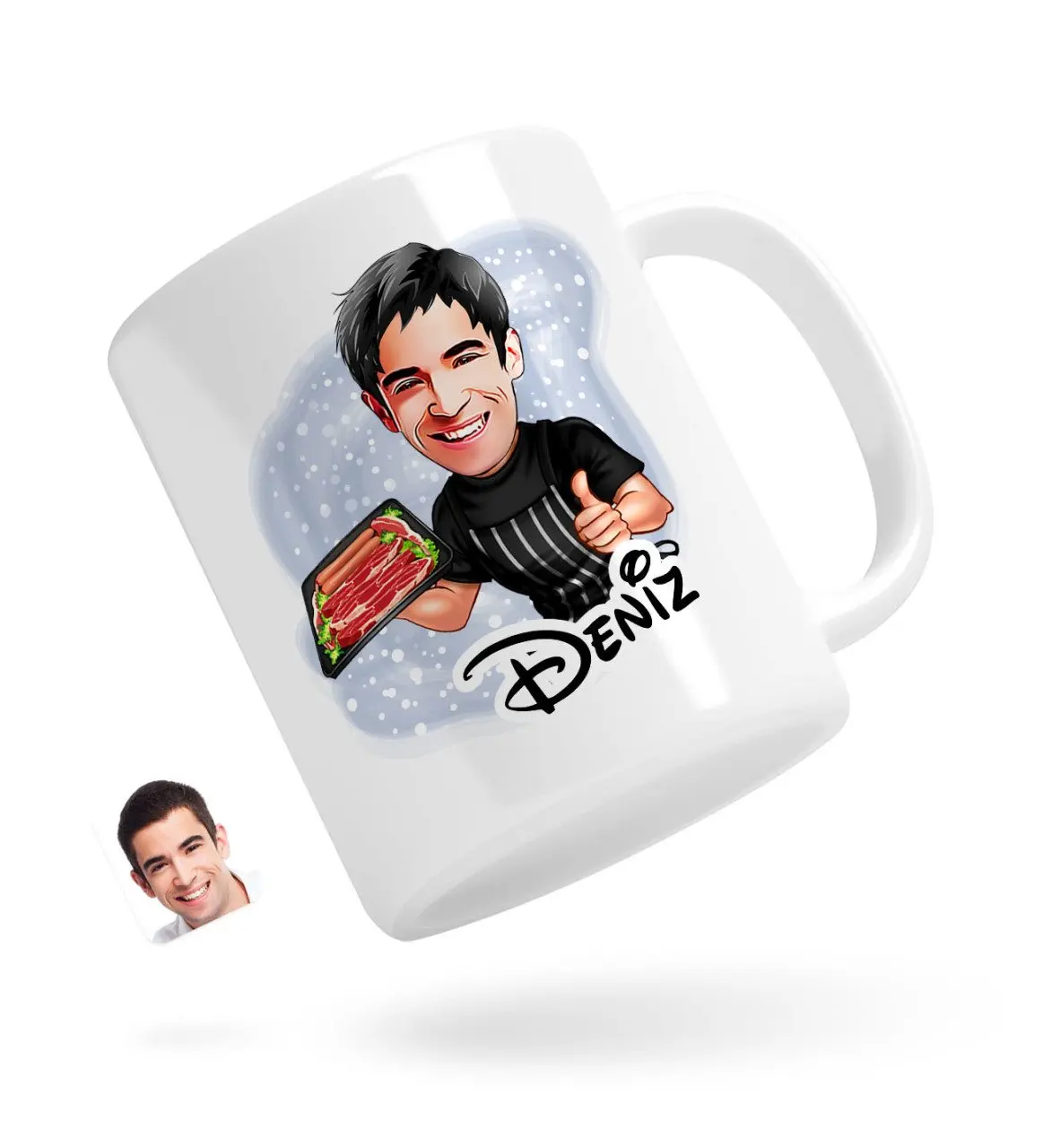 

Персонализированные Для Мужчин 'S мясника карикатура белая кружка Bardak-2