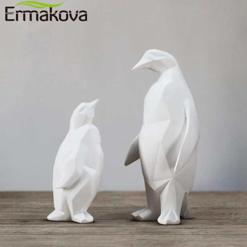 ERMAKOVA резиновая Геометрическая белая симпатичная скульптура пингвина уникальная