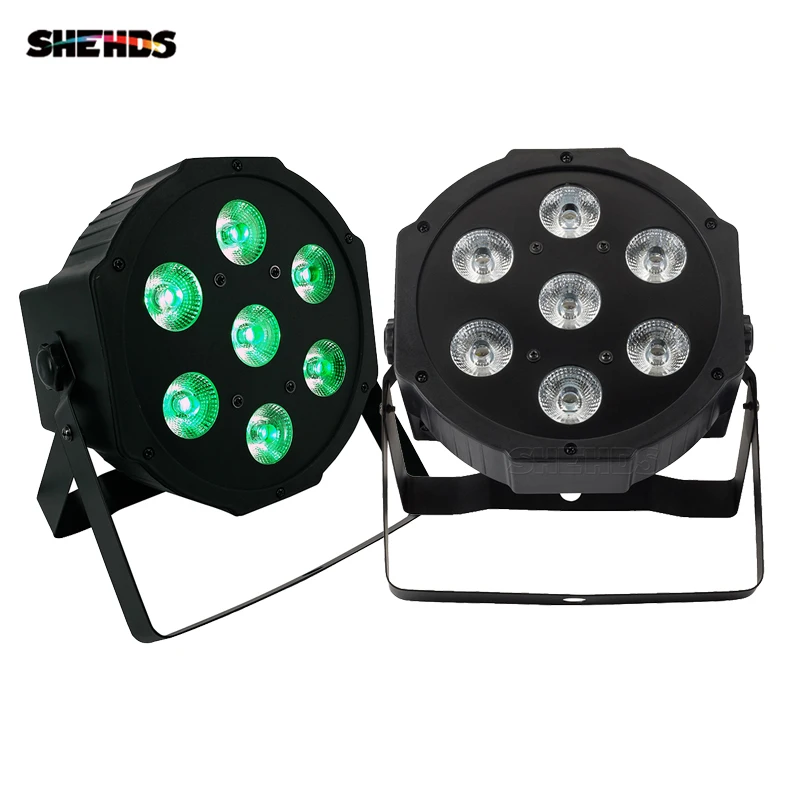 

2pcs Hot Sell and Hight Quality Flat LED Par 7X12w/7X18W RGBW Stage Wash Light DMX Controller DJ Equipment Disco Night Club Show