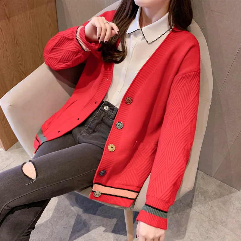 Женский кардиган свитер новинка зимы 2019 вязаные свитера с длинным рукавом модная