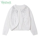 Белый жакет-болеро с блестками, накидка для невесты, накидки для свадебной вечеринки, шаль, верхняя одежда, кардиган в цветочек для девочек, пальто, Дети Девочка