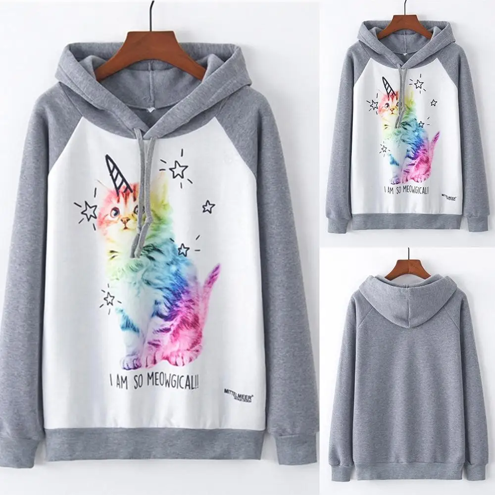 Женская толстовка с капюшоном Повседневная Свободная кофта круглым вырезом и