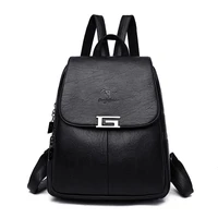 new 2 style women leather backpacks female vintage backpack for girls school bag travel bagpack ladies sac a dos back pack