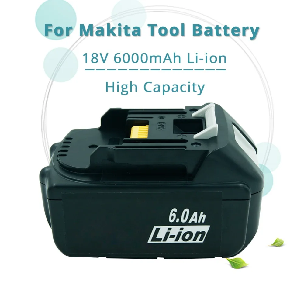 2 шт. BL1860 Перезаряжаемые батарея с светодиодный 18V 6.0A литий-ионная аккумуляторная Мощность механические инструменты батареи для Makita BL1830 BL1850 BL1840 LXT400