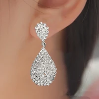 new crystal drop earrings bridal women gold hanging luxury earrings korean accessories wedding jewelry 2020 trend