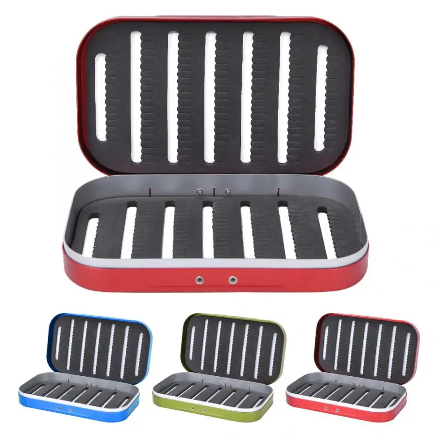 Portable 10 Grid Fly Fishing Box Aluminium Alloy Simulation Lure Hook Case Fish Bait Storage Container Tackle | Спорт и развлечения