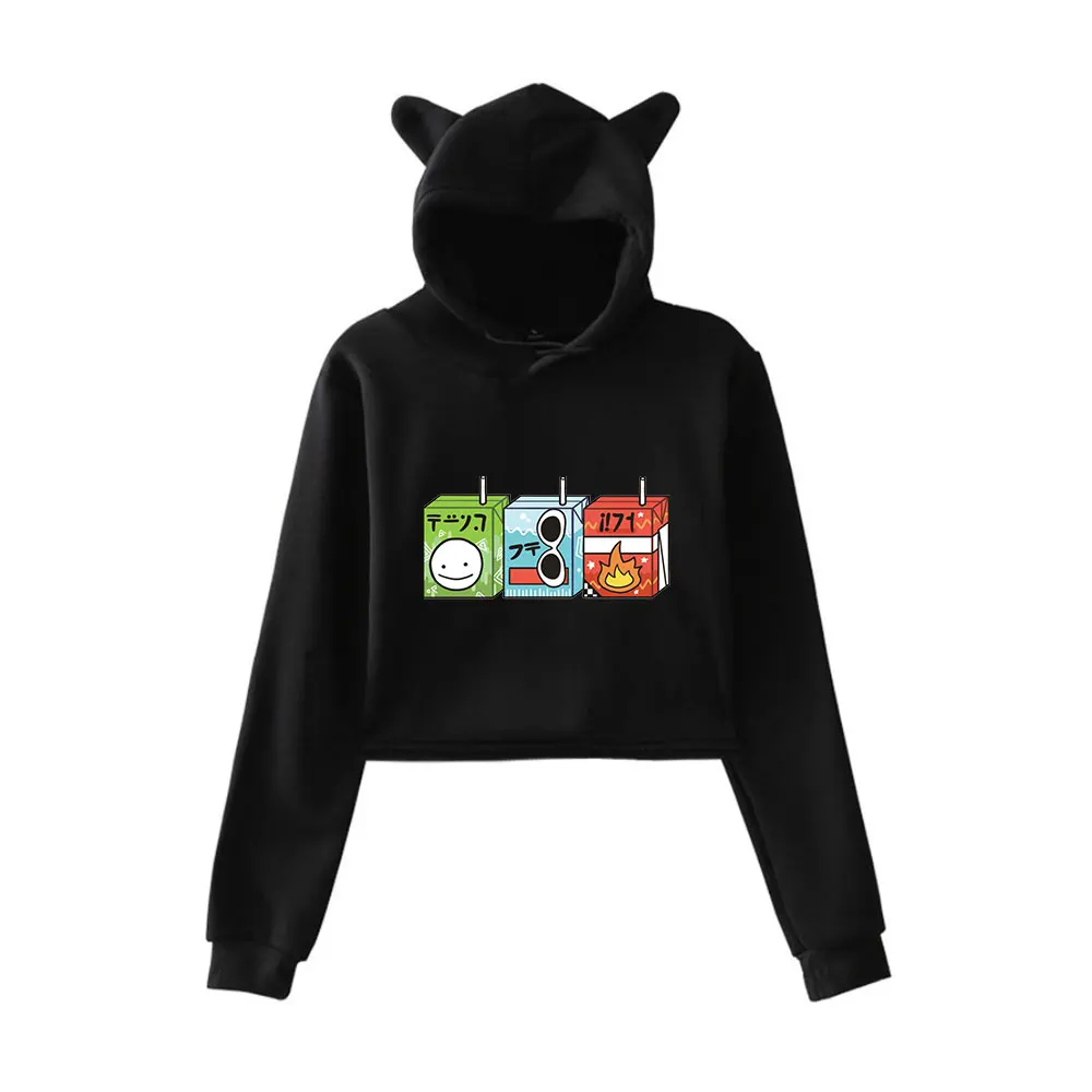 

Dream Georgenotfound milk carton Kawaii cat ear cotton hoodie casual all-match pullover loose comfortable sexy hoodie top
