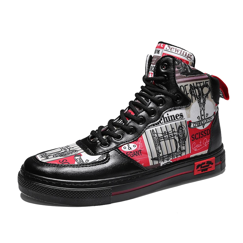 

Skateboard Shoes Fashion Men's Casual Shoes Student Graffiti Canvas Shoes Outdoor Non-slip High-Top Sneakers Mens Walking Shoes