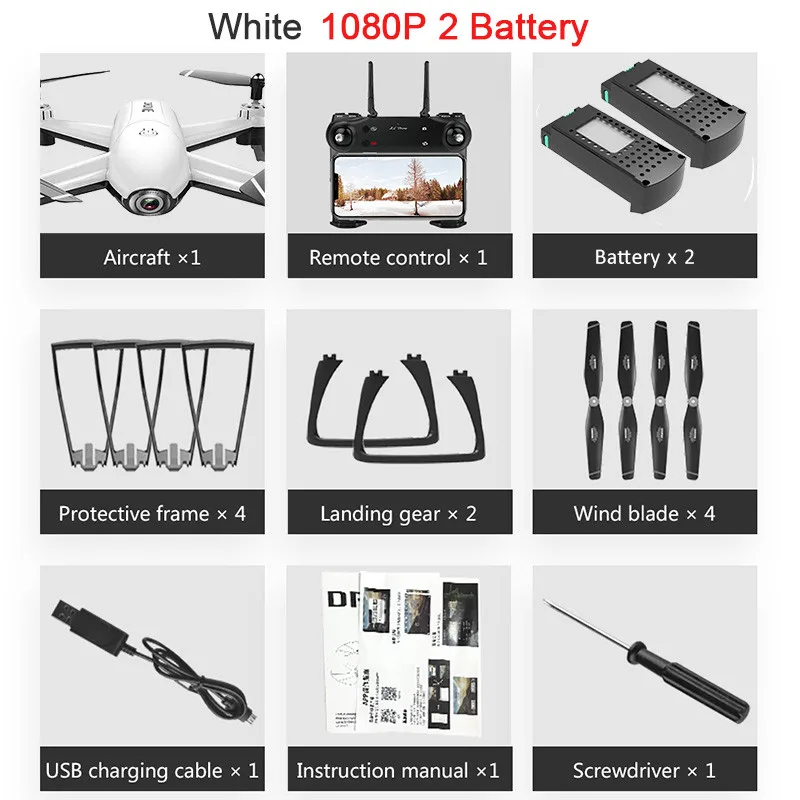 White 1080P 2B SG106 Радиоуправляемый Дрон оптический поток 1080P 720P 4K HD Двойная камера в реальном времени воздушная видео Радиоуправляемый квадрокоптер самолет позиционирование игрушки RTF малыш - Цвет: White 1080P 2B