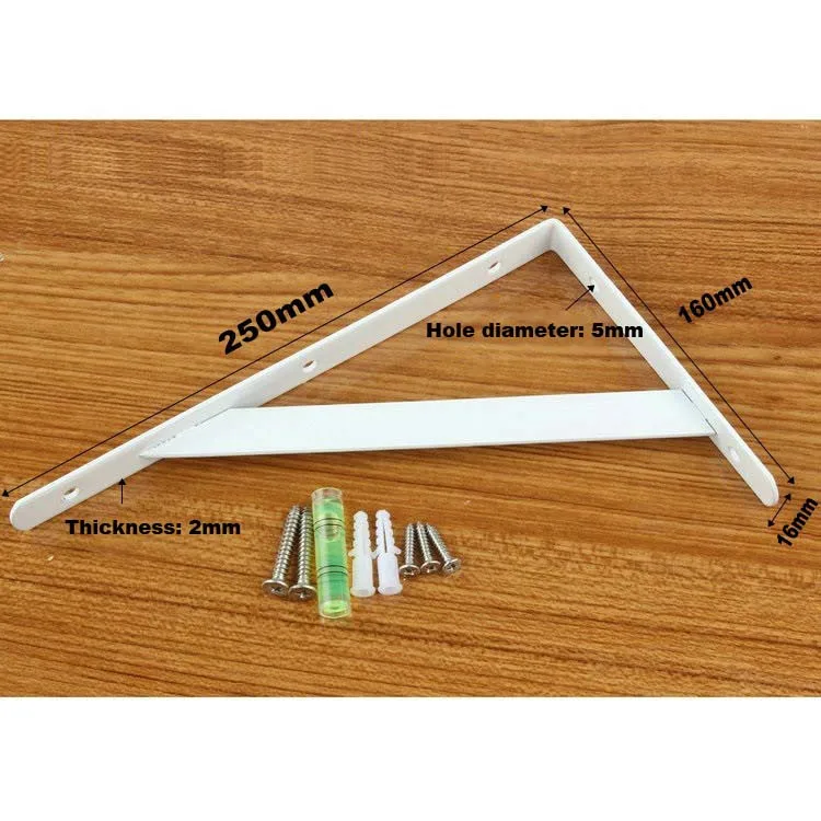 White 250mm 2 шт. кронштейн Металлической Полки L форма утолщенная угловая скобка полка под прямым углом 6-20 дюймов кронштейн для товара мебельная фурнитура - Цвет: White 250mm