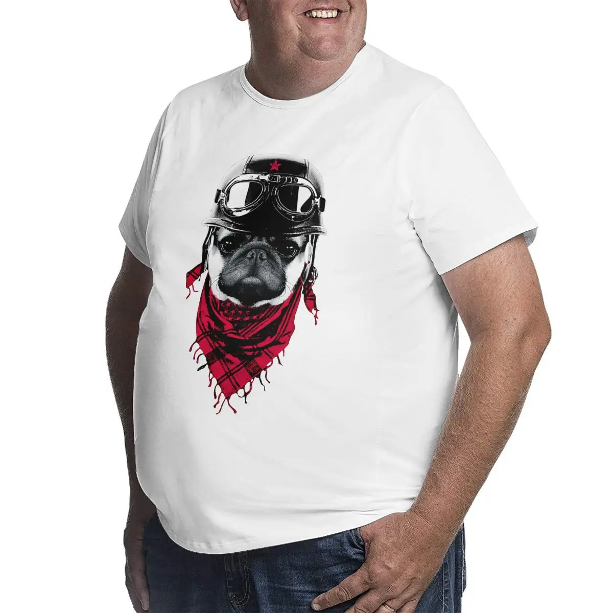 Футболка мужская с рисунком мопса 100% хлопок круглым вырезом | Мужская одежда